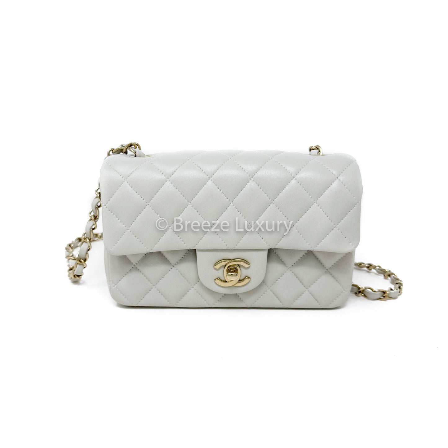 Chanel Lambskin Grey Mini Rectangular Classic Flap