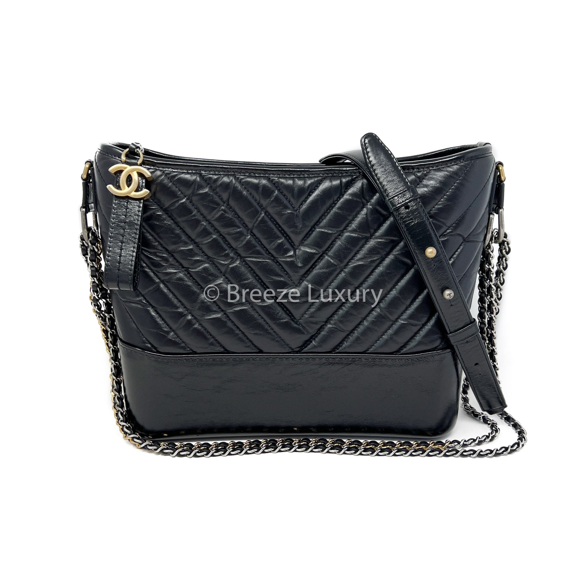 Chanel Gabrielle Medium Aged Calfskin Leather Shoulder Bag