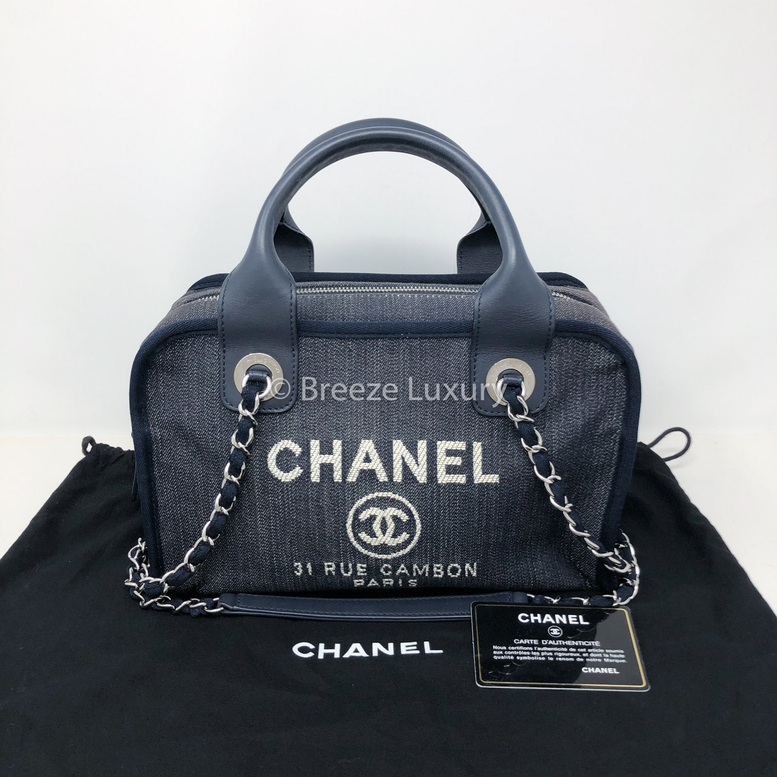 Lot - New Blue Denim CHANEL 'Deauville' Bowler Bag